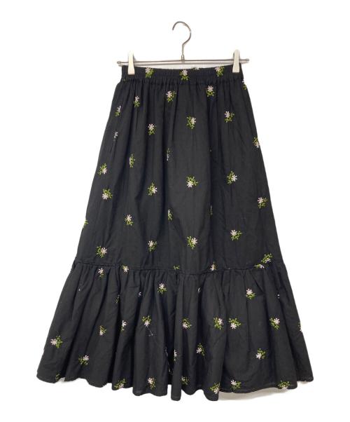 UNMINOU（アンミヌ）UNMINOU (アンミヌ) エンブロイダリースカート ブラック サイズ:Fの古着・服飾アイテム