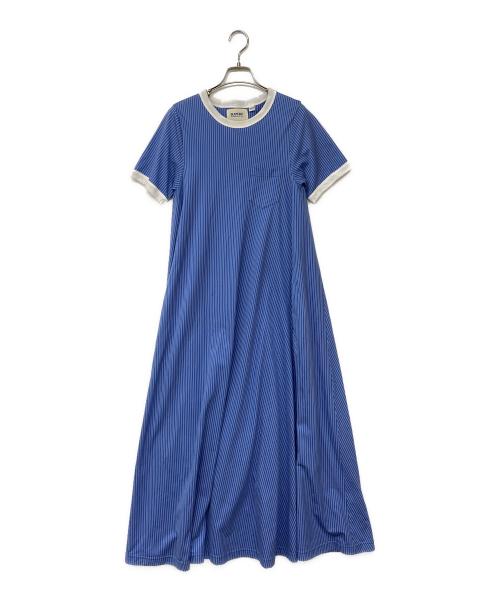 BEAMS BOY（ビームスボーイ）BEAMS BOY (ビームスボーイ) カットツイル フレアマキシワンピース ブルー サイズ:FREEの古着・服飾アイテム