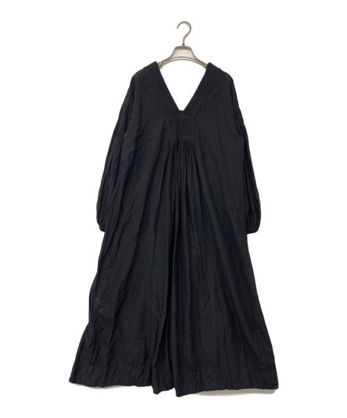 SALON（サロン）SALON (サロン) エアリーボイル ハンドタック Vネック ワンピース ネイビー サイズ:Fの古着・服飾アイテム
