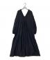 SALON（サロン）の古着「エアリーボイル ハンドタック Vネック ワンピース」｜ネイビー