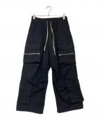 DANKE SCHONダンケ シェーン）の古着「STRETCH TWILL ZIP W-POCKET WIDE PANTS」｜ブラック