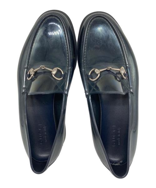 GUCCI（グッチ）GUCCI (グッチ) PVCラバーホースビットローファー ネイビー サイズ:10の古着・服飾アイテム
