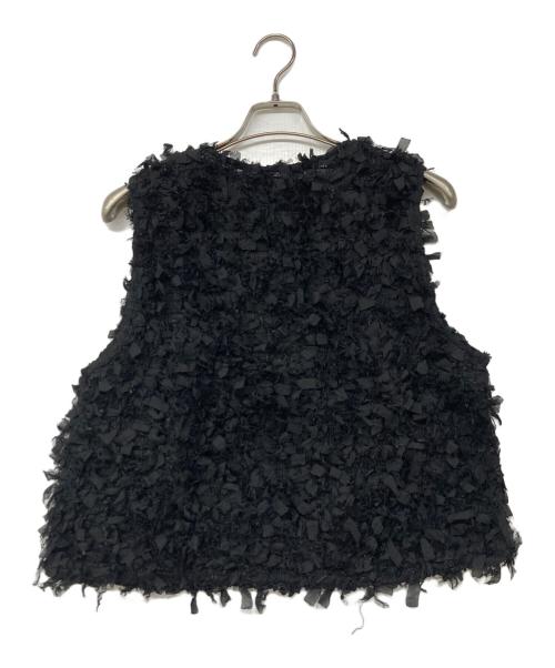 PLUS OTO.H（プラスオトハ）PLUS OTO.H (プラスオトハ) リボンフリンジベスト ブラック サイズ:S 未使用品の古着・服飾アイテム