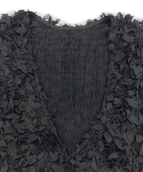 PLUS OTO.H（プラスオトハ）PLUS OTO.H (プラスオトハ) リボンフリンジベスト ブラック サイズ:S 未使用品の古着・服飾アイテム