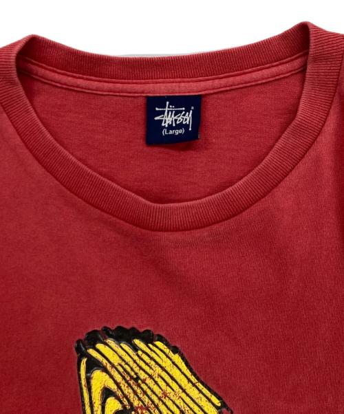 stussy（ステューシー）stussy (ステューシー) プリントTシャツ レッド サイズ:Ｌの古着・服飾アイテム
