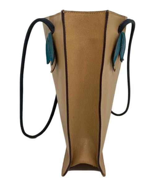 MIU MIU（ミュウミュウ）MIU MIU (ミュウミュウ) レザー切替トートバッグ ブラウン×ベージュの古着・服飾アイテム