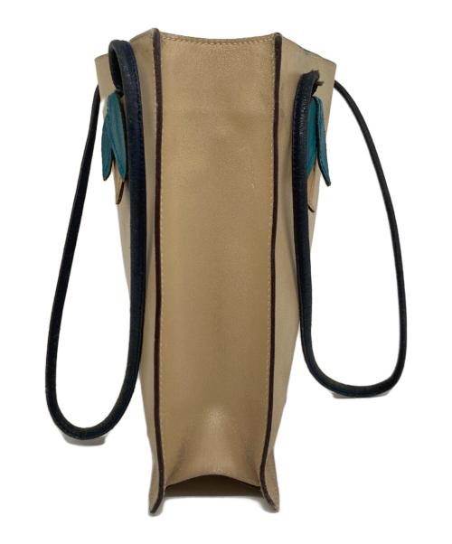 MIU MIU（ミュウミュウ）MIU MIU (ミュウミュウ) レザー切替トートバッグ ブラウン×ベージュの古着・服飾アイテム