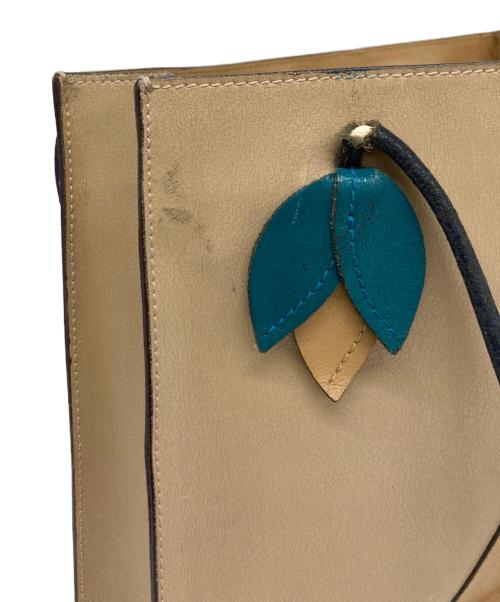 MIU MIU（ミュウミュウ）MIU MIU (ミュウミュウ) レザー切替トートバッグ ブラウン×ベージュの古着・服飾アイテム