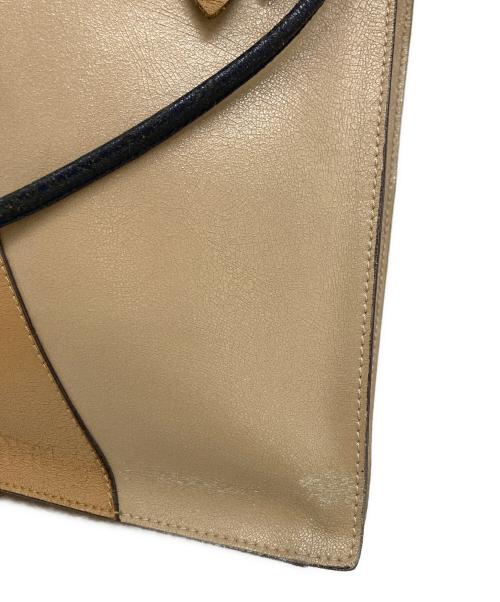 MIU MIU（ミュウミュウ）MIU MIU (ミュウミュウ) レザー切替トートバッグ ブラウン×ベージュの古着・服飾アイテム