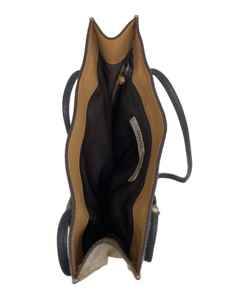 MIU MIU（ミュウミュウ）MIU MIU (ミュウミュウ) レザー切替トートバッグ ブラウン×ベージュの古着・服飾アイテム