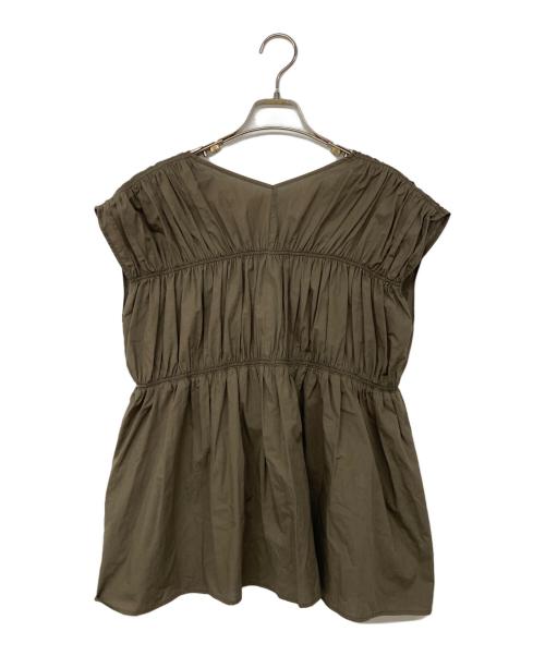 UNTITLED（アンタイトル）UNTITLED (アンタイトル) シャーリングブラウス カーキ サイズ:02/Mの古着・服飾アイテム