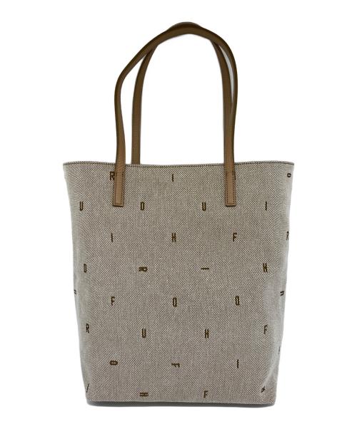 HIROFU（ヒロフ）HIROFU (ヒロフ) 【ジータ】ジャガード レザーコンビ トートバッグ L ベージュの古着・服飾アイテム