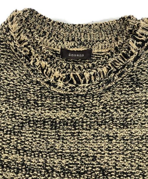 anuans（アニュアンス）anuans (アニュアンス) ブラッシュツイードニットワンピース ブラック×ベージュ サイズ:Sの古着・服飾アイテム