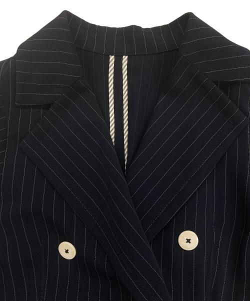 HIROKO BIS（ヒロコビス）HIROKO BIS (ヒロコビス) ピンストライプダブルジャケット /洗える ネイビー サイズ:9の古着・服飾アイテム