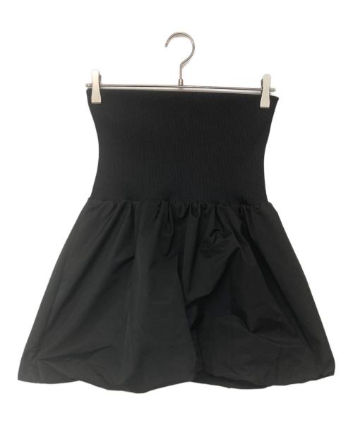AMOMENTO（アモーメント）AMOMENTO (アモーメント) NYLON SHIRRING MINI SKIRT TOP ブラックの古着・服飾アイテム