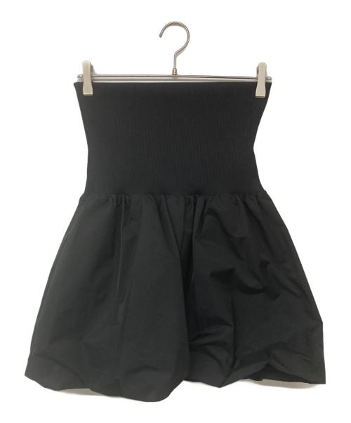 AMOMENTO（アモーメント）AMOMENTO (アモーメント) NYLON SHIRRING MINI SKIRT TOP ブラックの古着・服飾アイテム