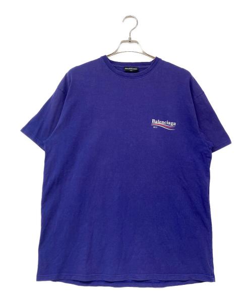 BALENCIAGA（バレンシアガ）BALENCIAGA (バレンシアガ) キャンペーンロゴプリントtシャツ ネイビー サイズ:Mの古着・服飾アイテム