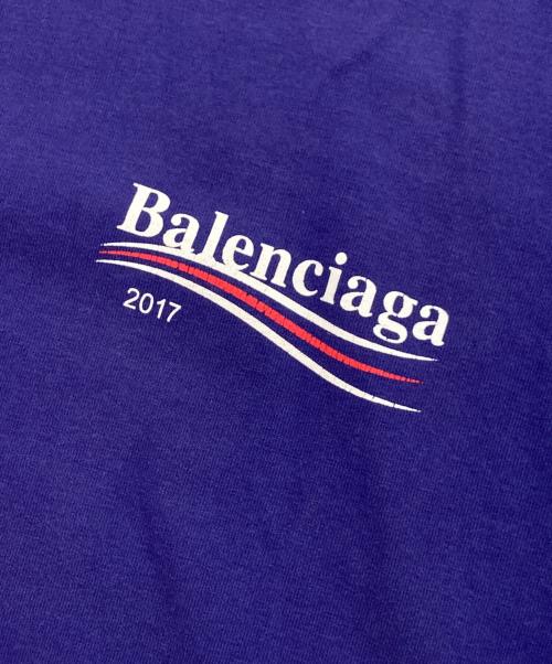 BALENCIAGA（バレンシアガ）BALENCIAGA (バレンシアガ) キャンペーンロゴプリントtシャツ ネイビー サイズ:Mの古着・服飾アイテム