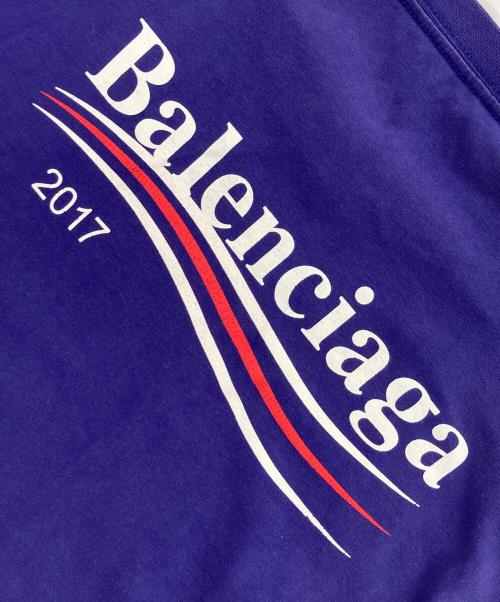 BALENCIAGA（バレンシアガ）BALENCIAGA (バレンシアガ) キャンペーンロゴプリントtシャツ ネイビー サイズ:Mの古着・服飾アイテム
