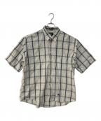 Burberry'sバーバリーズ）の古着「半袖チェックシャツ」｜ネイビー×アイボリー