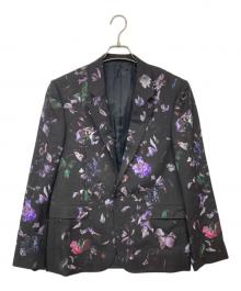LAD MUSICIAN（ラッドミュージシャン）の古着「1B JACKET WOOL GABARDINE INKJET (FLOWER)」｜ブラック