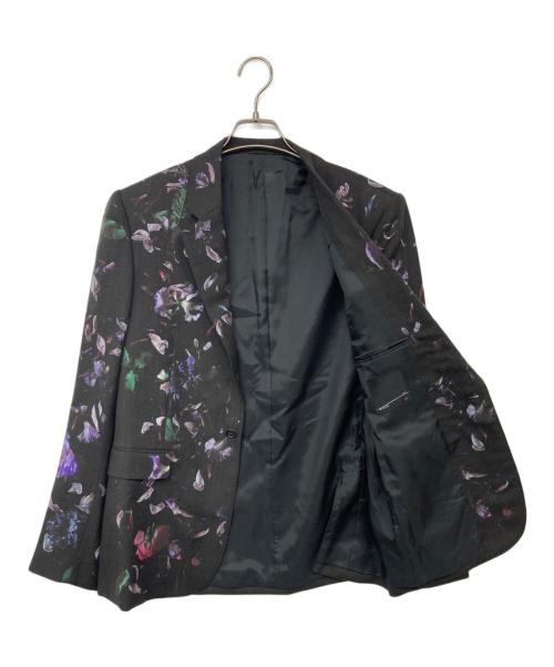 LAD MUSICIAN（ラッドミュージシャン）LAD MUSICIAN (ラッドミュージシャン) 1B JACKET WOOL GABARDINE INKJET (FLOWER) ブラック サイズ:44の古着・服飾アイテム