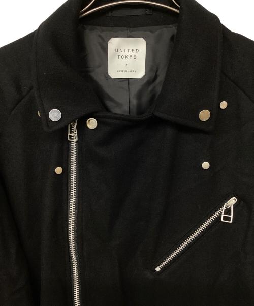 UNITED TOKYO（ユナイテッドトーキョー）UNITED TOKYO (ユナイテッドトーキョー) メルトンライダースコート ブラック サイズ:2の古着・服飾アイテム