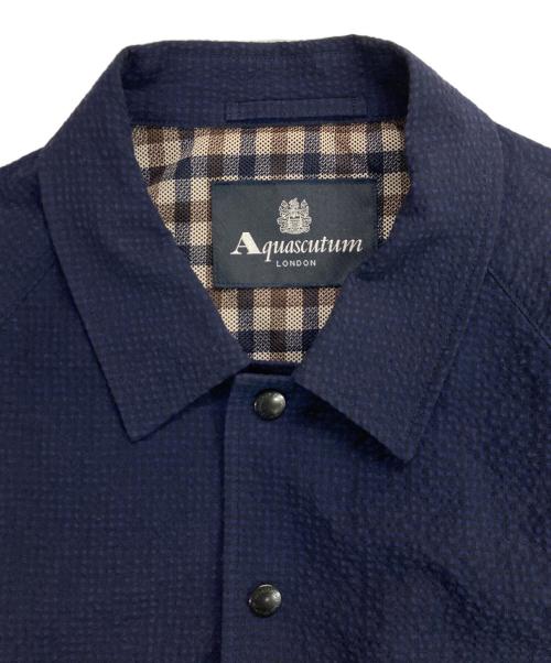 Aquascutum（アクアスキュータム）Aquascutum (アクアスキュータム) シアサッカーコーチジャケット ネイビー サイズ:40の古着・服飾アイテム