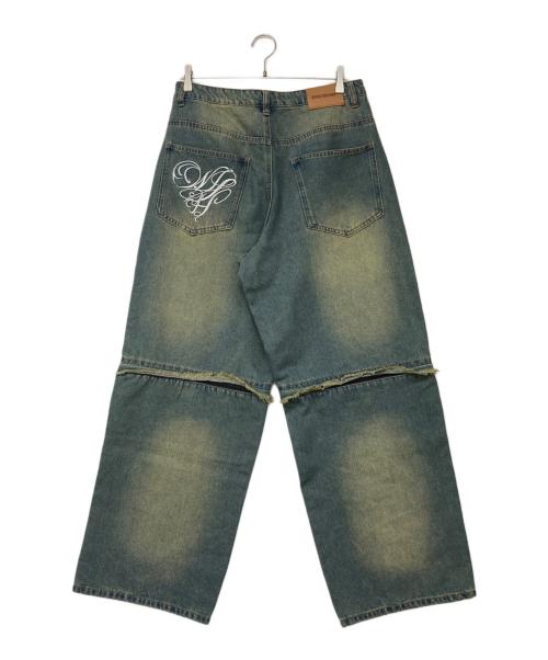 WISH FOREVER（ウィッシュフォーエバー）WISH FOREVER (ウィッシュフォーエバー) 2WAY OVERDYED DOUBLE KNEE DENIM ブルー サイズ:Lの古着・服飾アイテム