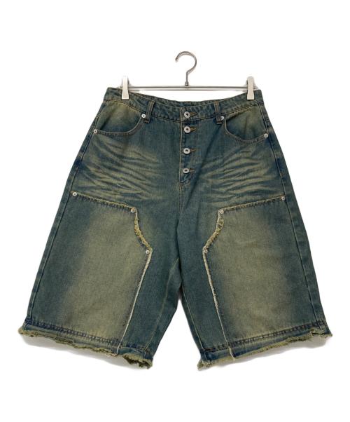 WISH FOREVER（ウィッシュフォーエバー）WISH FOREVER (ウィッシュフォーエバー) 2WAY OVERDYED DOUBLE KNEE DENIM ブルー サイズ:Lの古着・服飾アイテム