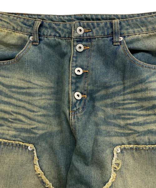 WISH FOREVER（ウィッシュフォーエバー）WISH FOREVER (ウィッシュフォーエバー) 2WAY OVERDYED DOUBLE KNEE DENIM ブルー サイズ:Lの古着・服飾アイテム