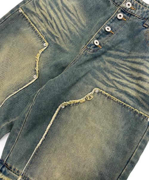 WISH FOREVER（ウィッシュフォーエバー）WISH FOREVER (ウィッシュフォーエバー) 2WAY OVERDYED DOUBLE KNEE DENIM ブルー サイズ:Lの古着・服飾アイテム