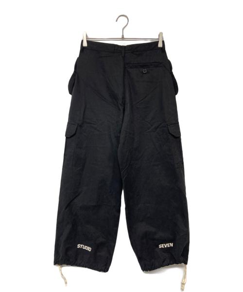studio seven（スタジオセブン）studio seven (スタジオセブン) Logo Print Cargo Pants ブラック サイズ:Ｍの古着・服飾アイテム