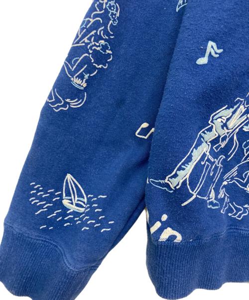 Porter Classic（ポータークラシック）Porter Classic (ポータークラシック) フロッキースウェットパーカー ネイビー サイズ:Lの古着・服飾アイテム