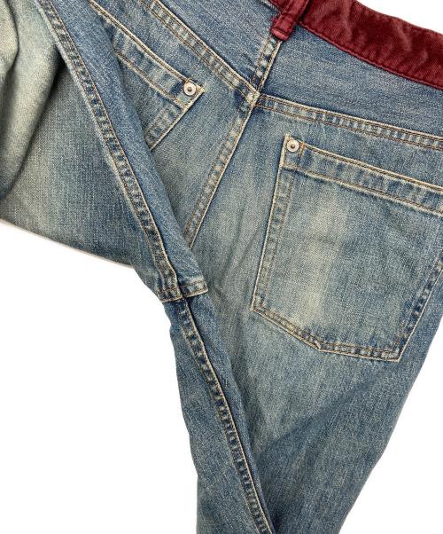 UNDERCOVERISM（アンダーカバーイズム）UNDERCOVERISM (アンダーカバーイズム) ベロアダメージデニム ボルドー×インディゴ サイズ:Ｍの古着・服飾アイテム