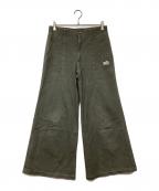 bug girlバグガール）の古着「コットンワイドフレアパンツ」｜オリーブ
