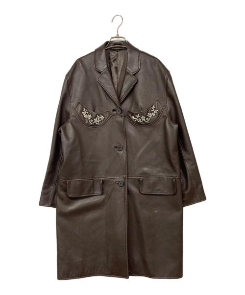 Simone Rocha（シモーネ ロシャ）Simone Rocha (シモーネ ロシャ) SINGLE BREASTED LEATHER CARCOAT ブラウン サイズ:Sの古着・服飾アイテム