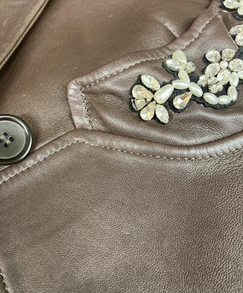 Simone Rocha（シモーネ ロシャ）Simone Rocha (シモーネ ロシャ) SINGLE BREASTED LEATHER CARCOAT ブラウン サイズ:Sの古着・服飾アイテム