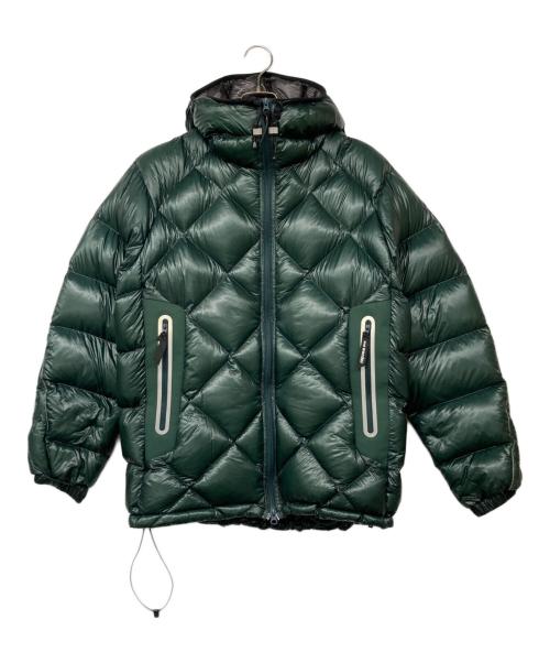 and wander（アンドワンダー）and wander (アンドワンダー) DIAMOND STITCH DOWN HOODIE JACKET グリーン サイズ:Lの古着・服飾アイテム