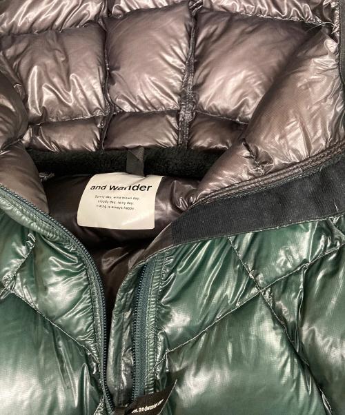 and wander（アンドワンダー）and wander (アンドワンダー) DIAMOND STITCH DOWN HOODIE JACKET グリーン サイズ:Lの古着・服飾アイテム