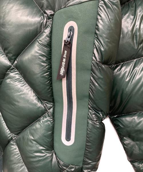 and wander（アンドワンダー）and wander (アンドワンダー) DIAMOND STITCH DOWN HOODIE JACKET グリーン サイズ:Lの古着・服飾アイテム