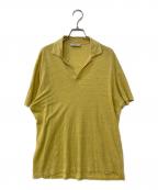 GRAN SASSOグランサッソ）の古着「linen polo shirt スキッパーニットポロシャツ」｜イエロー