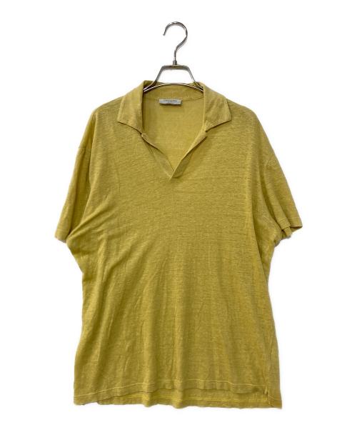 GRAN SASSO（グランサッソ）GRAN SASSO (グランサッソ) linen polo shirt スキッパーニットポロシャツ イエロー サイズ:50の古着・服飾アイテム