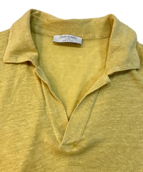 GRAN SASSO（グランサッソ）GRAN SASSO (グランサッソ) linen polo shirt スキッパーニットポロシャツ イエロー サイズ:50の古着・服飾アイテム
