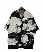 Porter Classic×DISNEYポータークラシック×ディズニー）の古着「DISNEY M＆F PC ORIGINAL ART ALOHA COLLECTION ALOHA SHIRT TRAVEL MEMORIES」｜ブラック