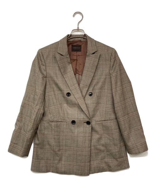 TOMORROW LAND collection（トゥモローランドコレクション）TOMORROW LAND collection (トゥモローランドコレクション) ブラウニーグレンチェック ダブルブレストジャケット ブラウン サイズ:38の古着・服飾アイテム