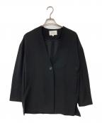 ENFOLDエンフォルド）の古着「ダブルサテンミニマルカーディガン」｜ブラック