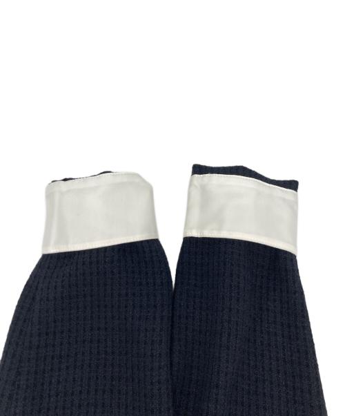 VERMEIL par iena（ヴェルメイユ パー イエナ）VERMEIL par iena (ヴェルメイユ パー イエナ) リングツイードバイカラーブラウス ブラック サイズ:記載なしの古着・服飾アイテム