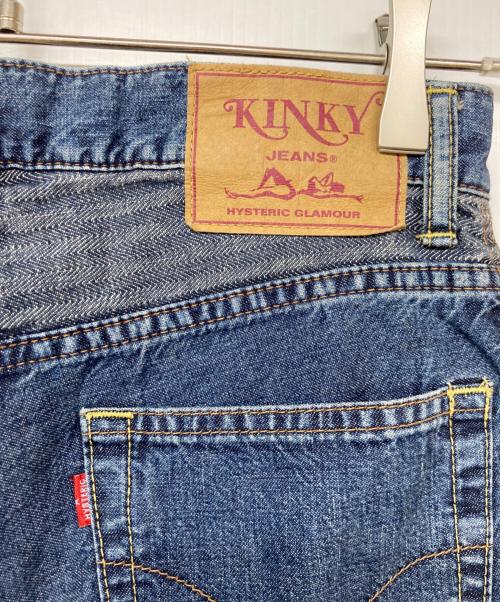 Hysteric Glamour（ヒステリックグラマー）Hysteric Glamour (ヒステリックグラマー) ウミヘビ スクラッチ ツギハギ フレア デニムパンツ ブルー サイズ:26の古着・服飾アイテム