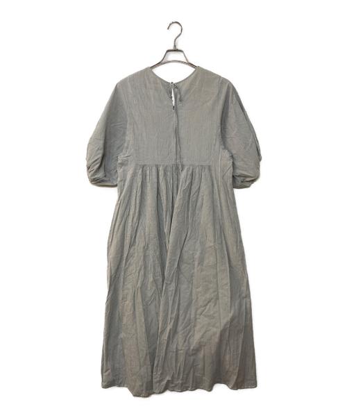 Phlannel（フランネル）Phlannel (フランネル) パフスリーブ ストライプワンピース グレーの古着・服飾アイテム